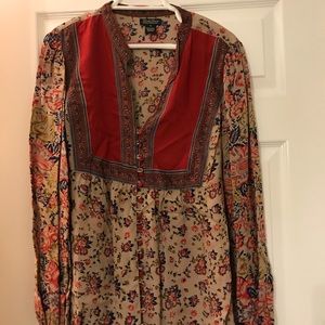 Mint! Lucky Brand Button down tunic; bohemian